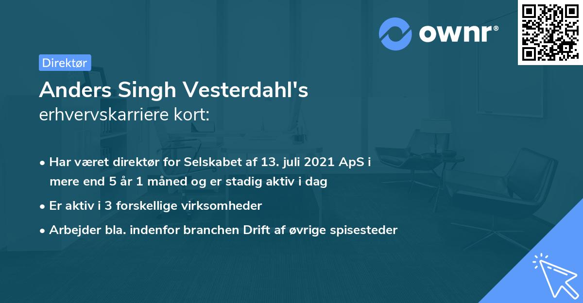 Anders Singh Vesterdahl's erhvervskarriere kort