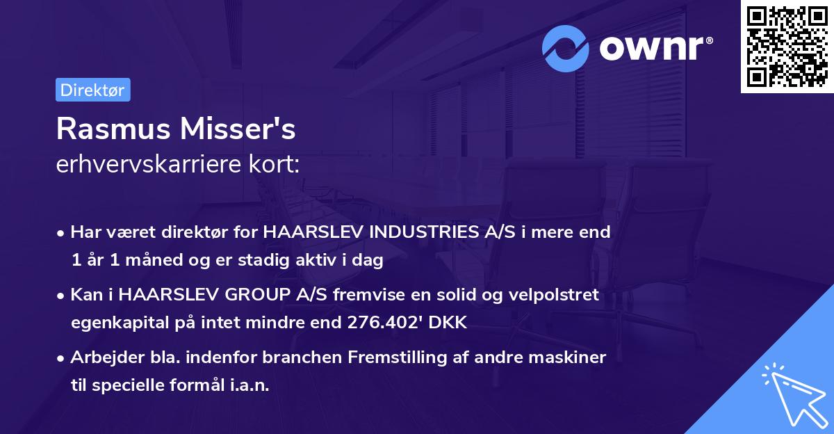 Rasmus Misser's erhvervskarriere kort