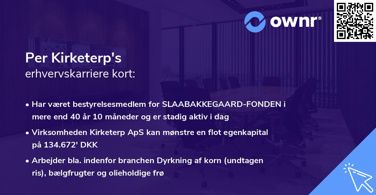 Per Kirketerp's erhvervskarriere kort