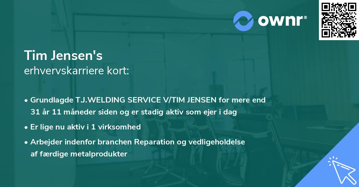 Tim Jensen's erhvervskarriere kort