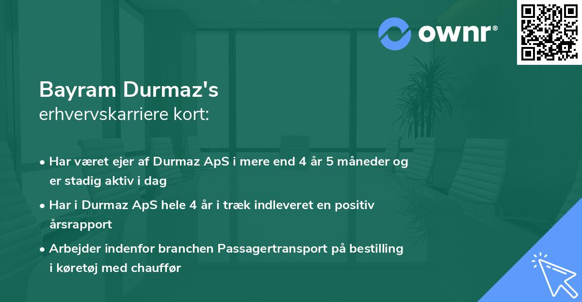 Bayram Durmaz's erhvervskarriere kort