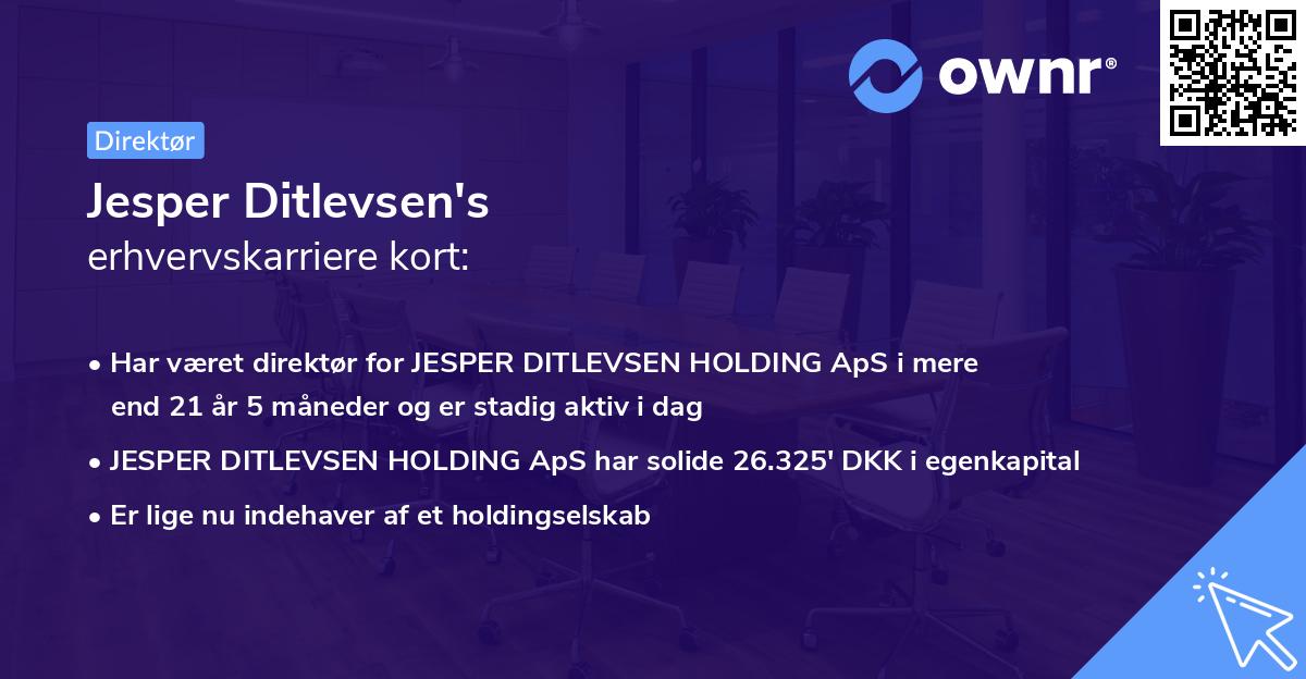 Jesper Ditlevsen's erhvervskarriere kort