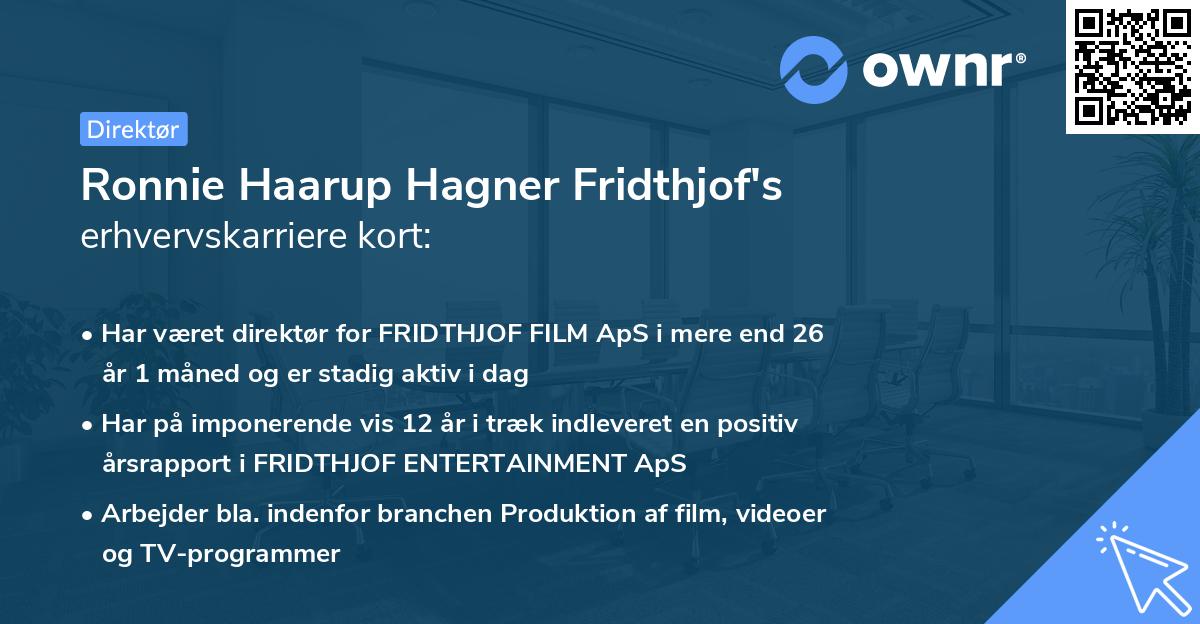 Ronnie Haarup Hagner Fridthjof's erhvervskarriere kort