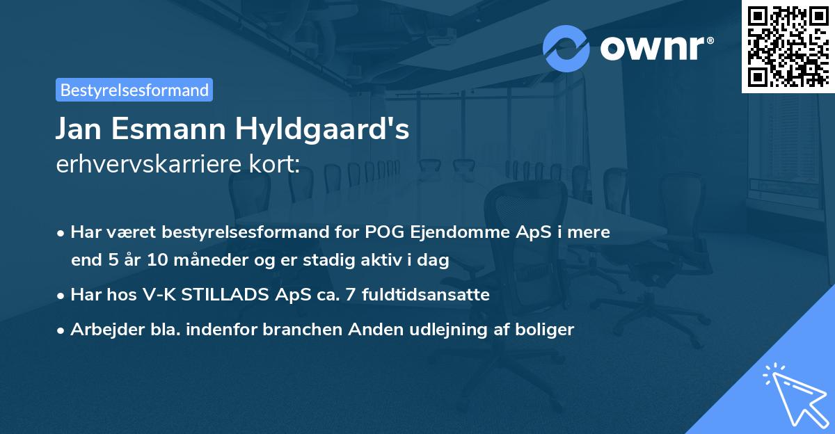 Jan Esmann Hyldgaard's erhvervskarriere kort