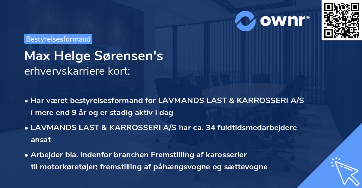 Max Helge Sørensen's erhvervskarriere kort
