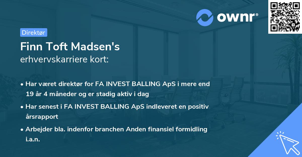 Finn Toft Madsen's erhvervskarriere kort