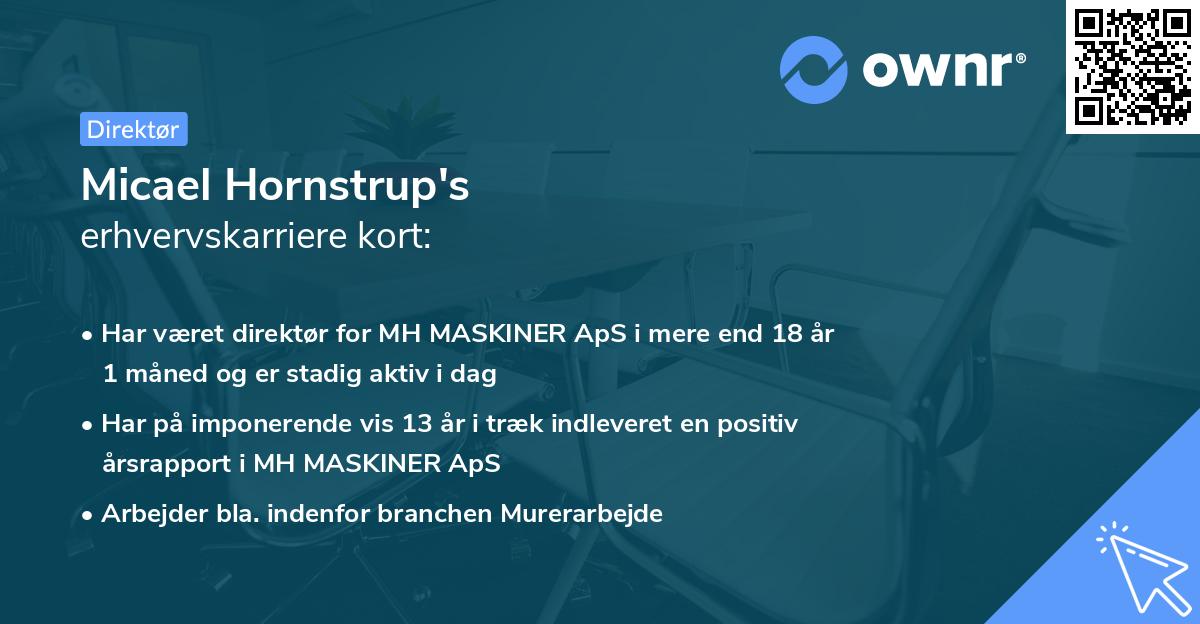 Micael Hornstrup's erhvervskarriere kort
