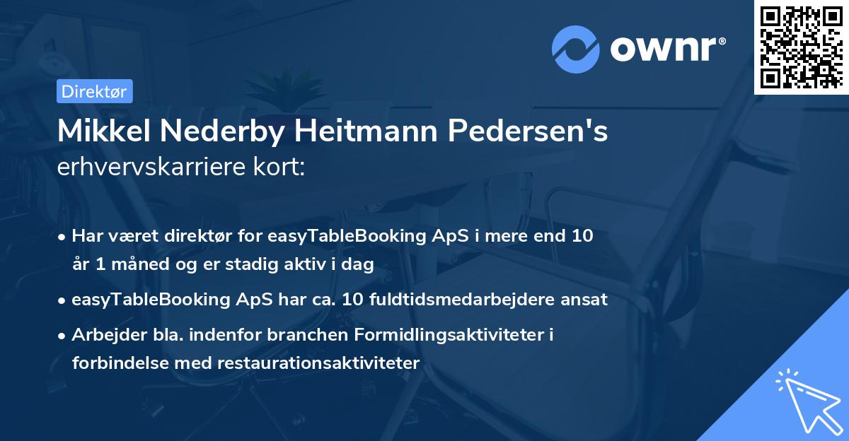 Mikkel Nederby Heitmann Pedersen's erhvervskarriere kort