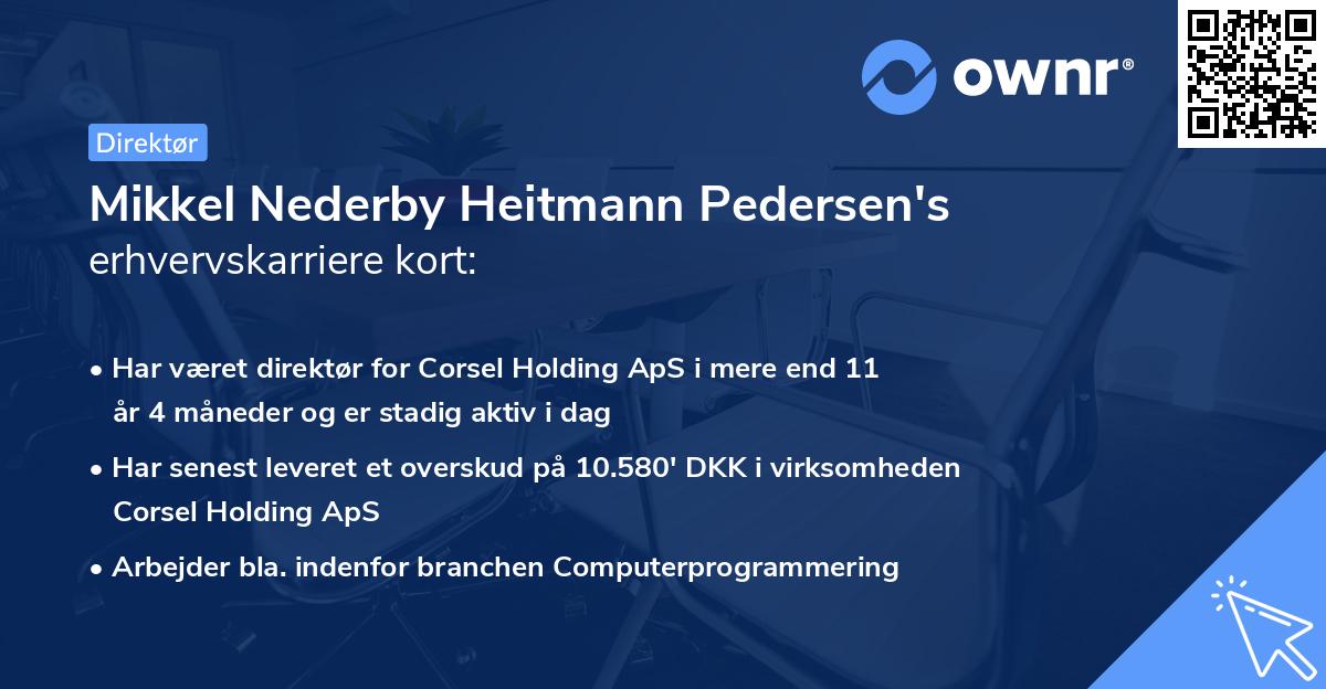 Mikkel Nederby Heitmann Pedersen's erhvervskarriere kort
