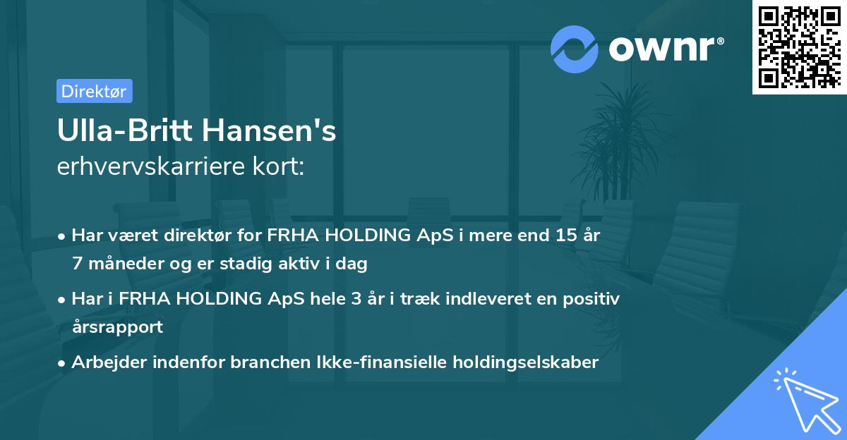 Ulla-Britt Hansen's erhvervskarriere kort