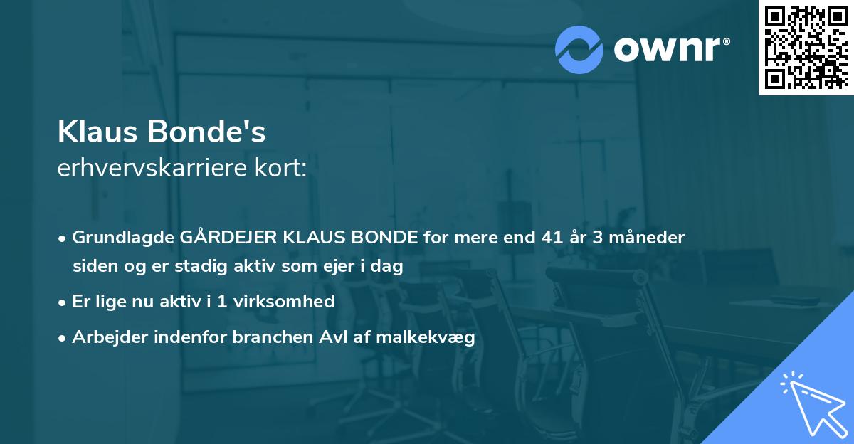 Klaus Bonde's erhvervskarriere kort