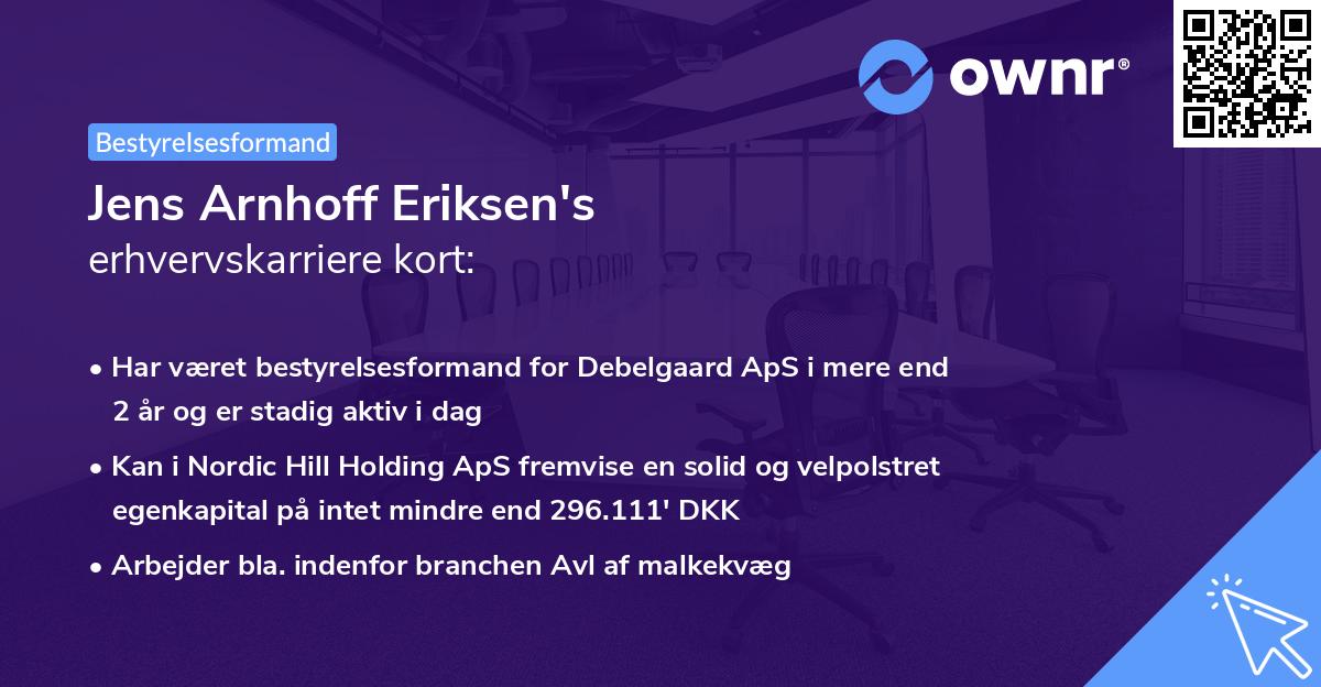 Jens Arnhoff Eriksen's erhvervskarriere kort