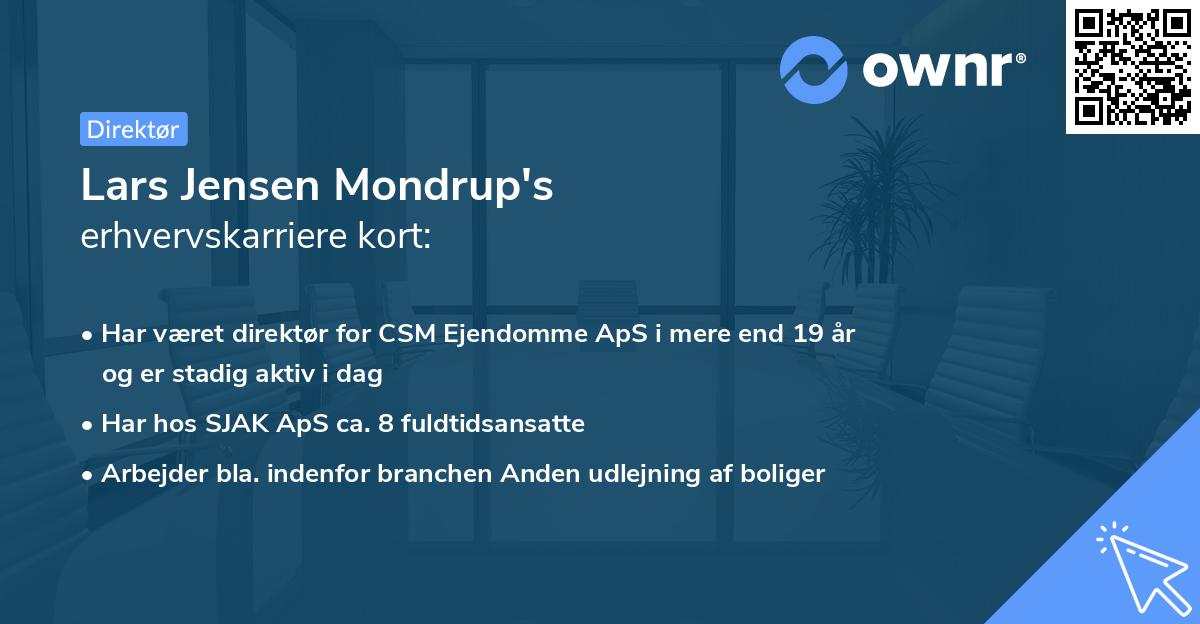 Lars Jensen Mondrup's erhvervskarriere kort