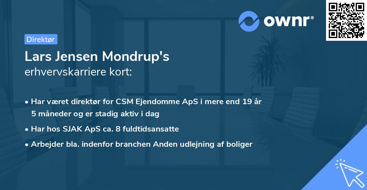 Lars Jensen Mondrup's erhvervskarriere kort