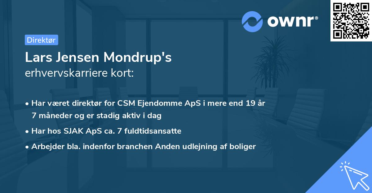 Lars Jensen Mondrup's erhvervskarriere kort