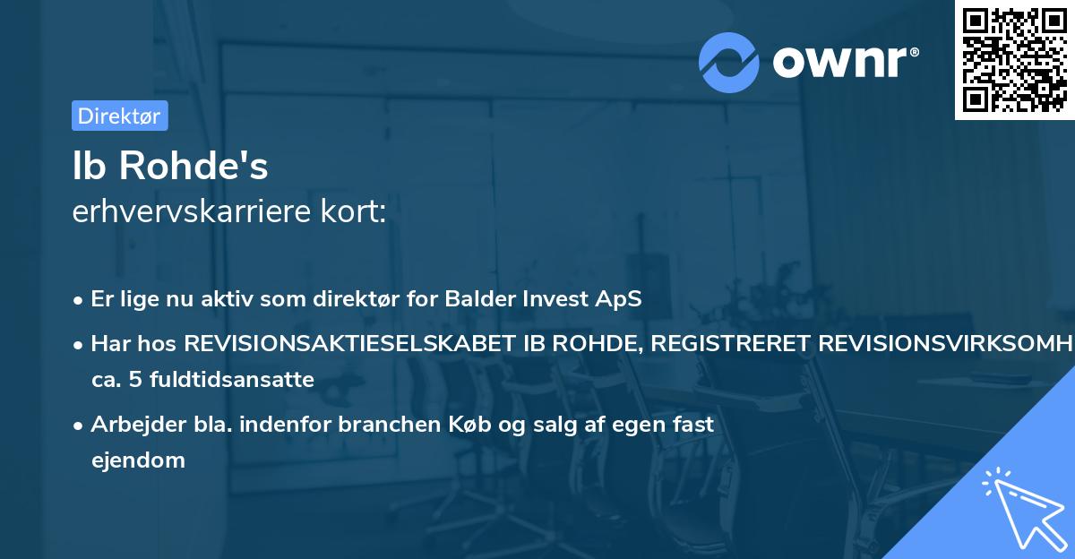 Ib Rohde's erhvervskarriere kort