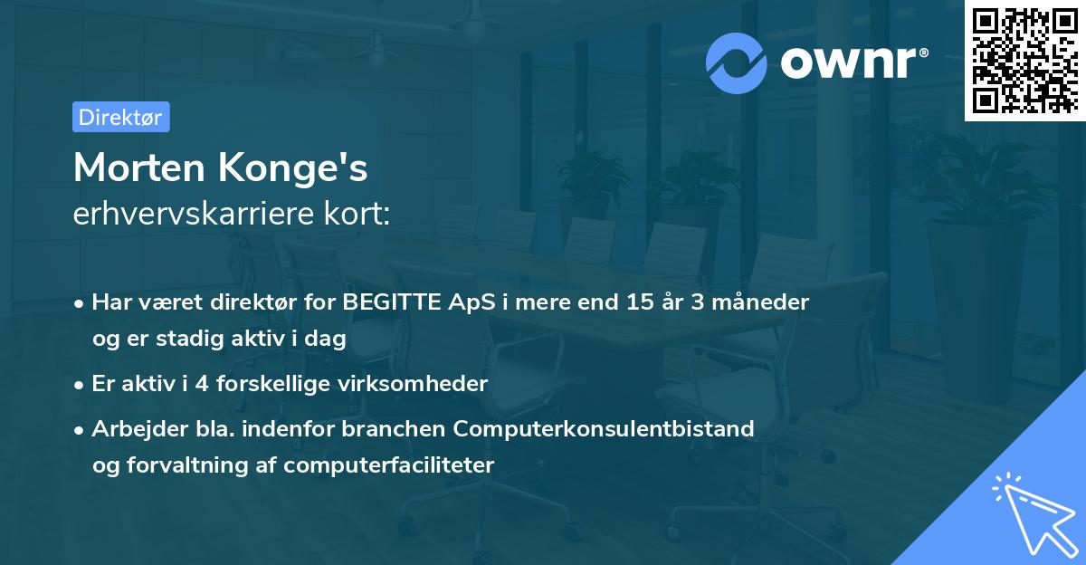 Morten Konge's erhvervskarriere kort