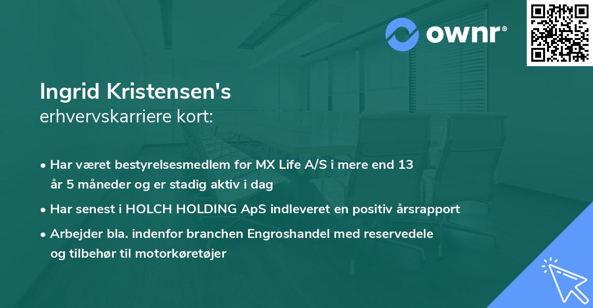 Ingrid Kristensen's erhvervskarriere kort