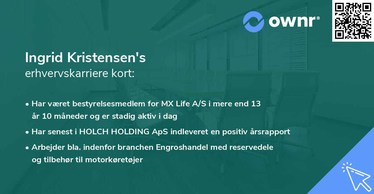 Ingrid Kristensen's erhvervskarriere kort