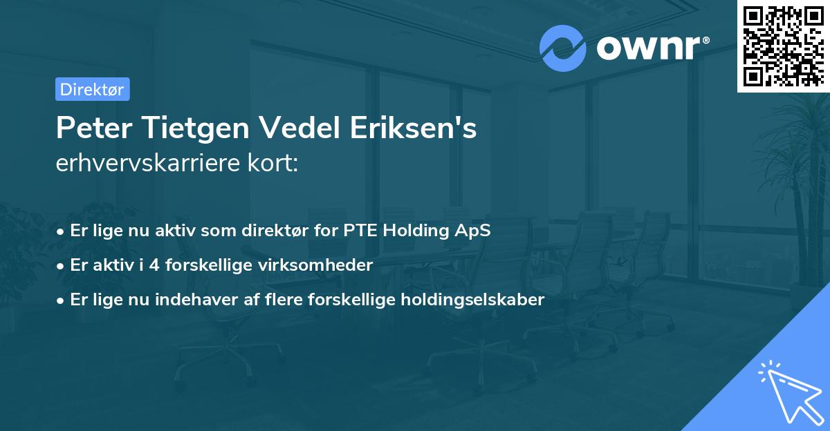 Peter Tietgen Vedel Eriksen's erhvervskarriere kort