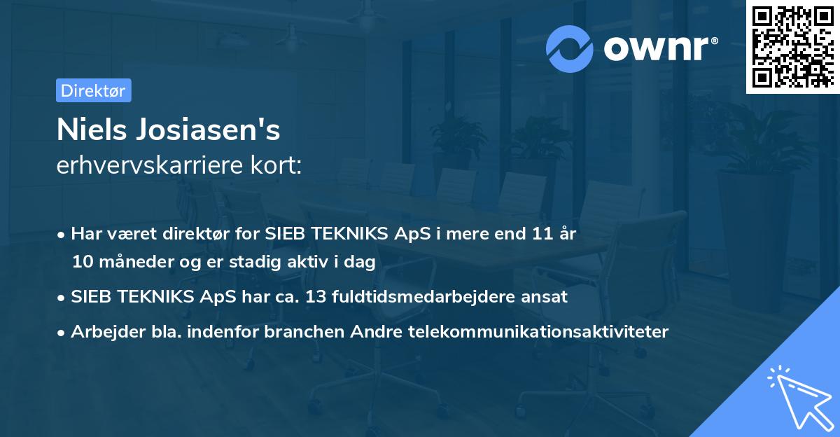 Niels Josiasen's erhvervskarriere kort