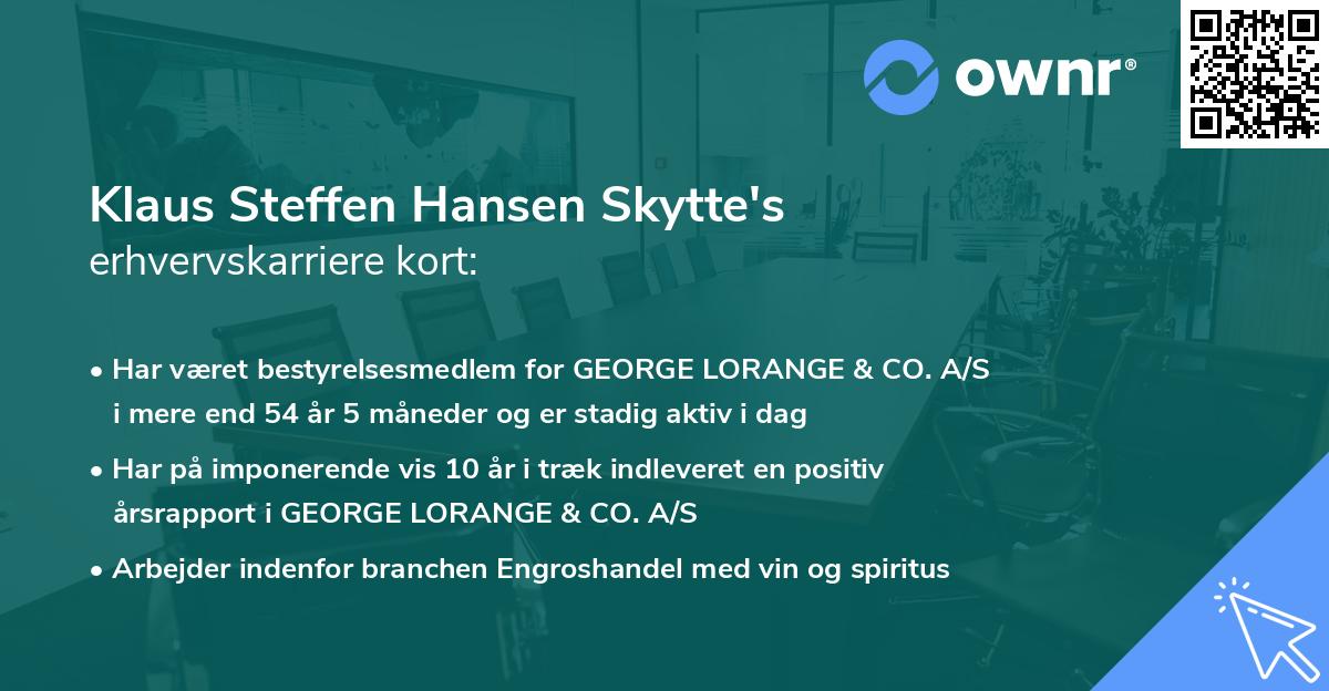 Klaus Steffen Hansen Skytte's erhvervskarriere kort