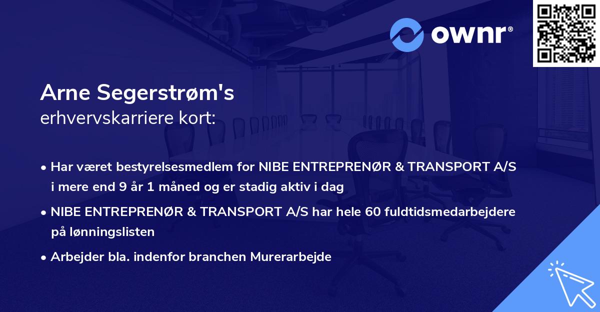 Arne Segerstrøm's erhvervskarriere kort