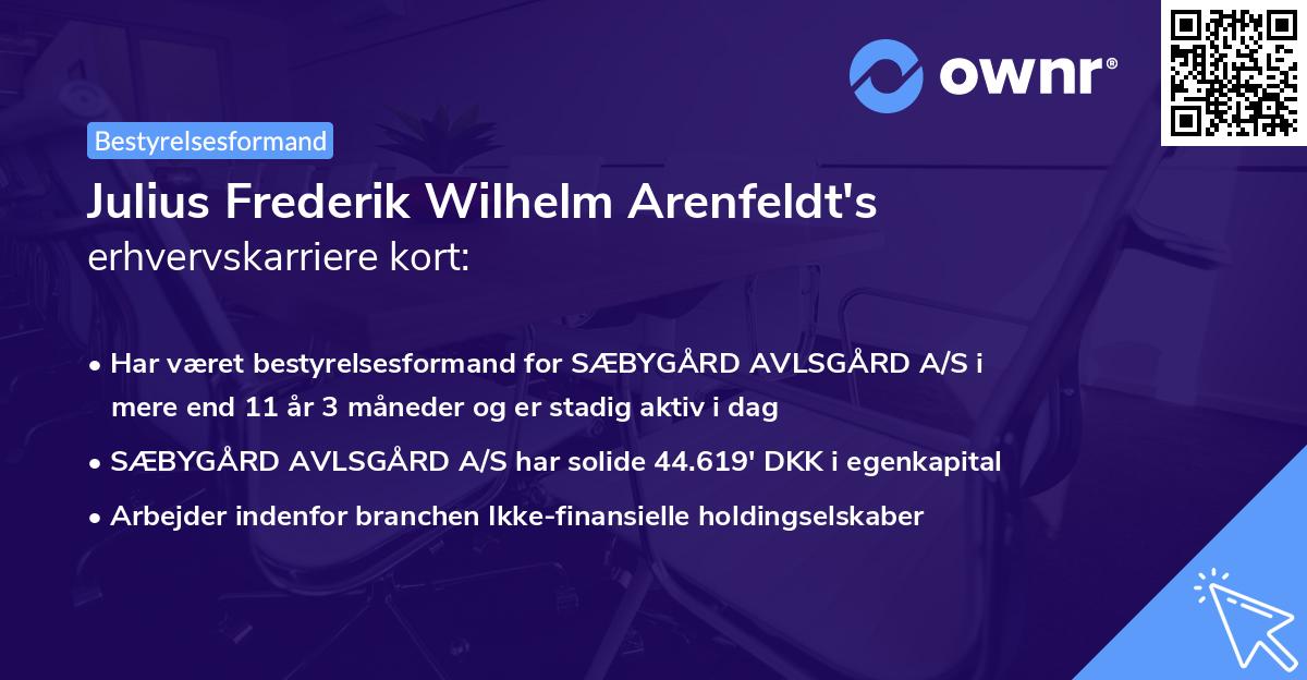 Julius Frederik Wilhelm Arenfeldt's erhvervskarriere kort