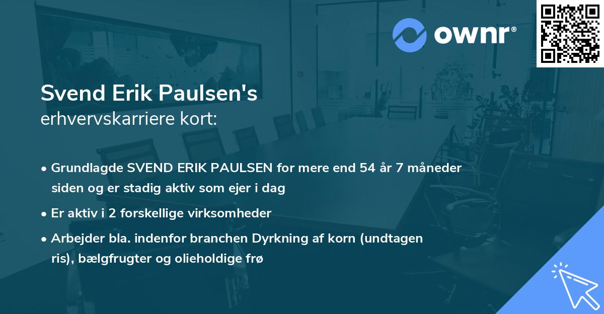 Svend Erik Paulsen's erhvervskarriere kort