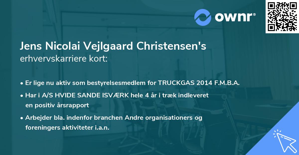 Jens Nicolai Vejlgaard Christensen's erhvervskarriere kort