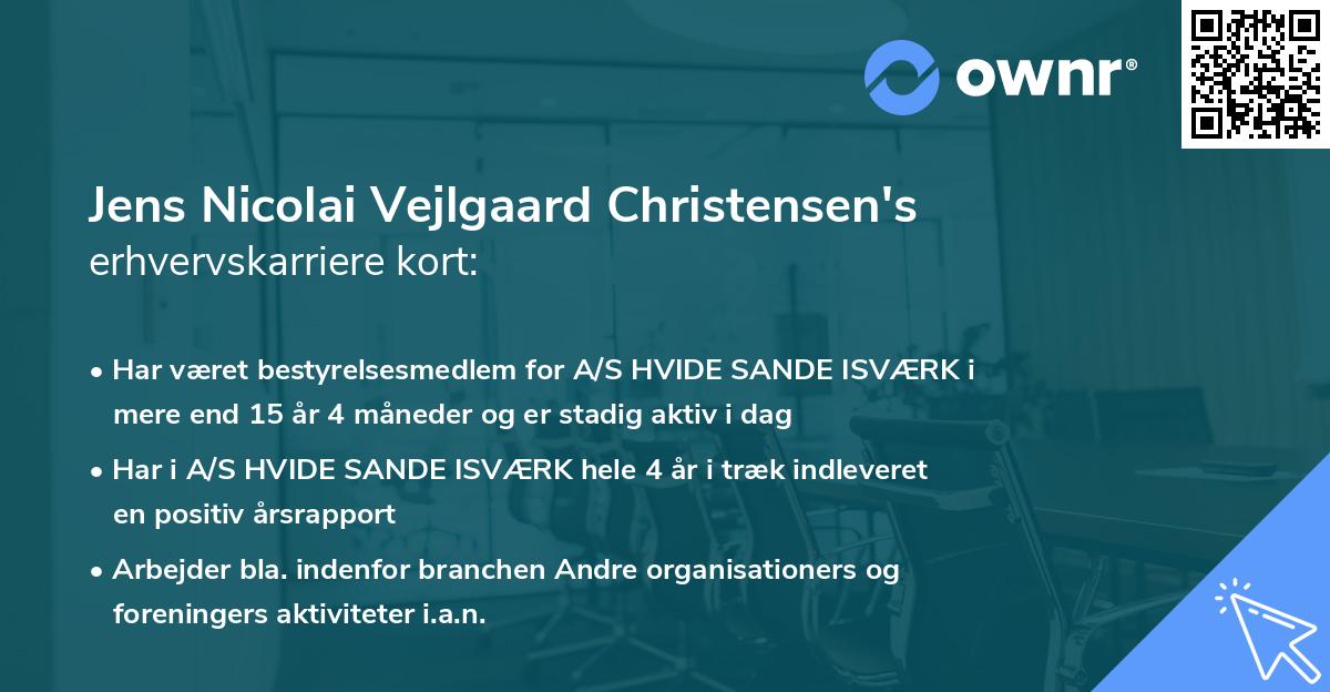 Jens Nicolai Vejlgaard Christensen's erhvervskarriere kort
