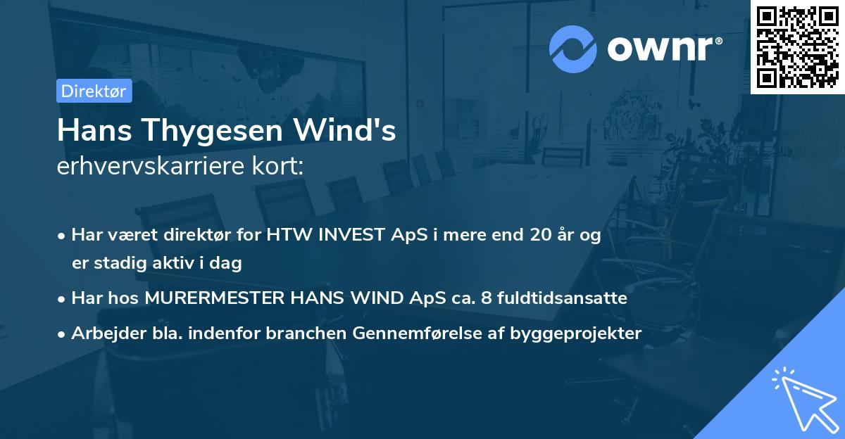 Hans Thygesen Wind's erhvervskarriere kort