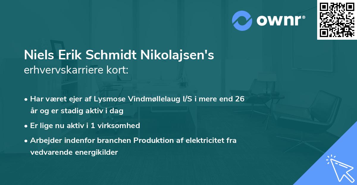 Niels Erik Schmidt Nikolajsen's erhvervskarriere kort