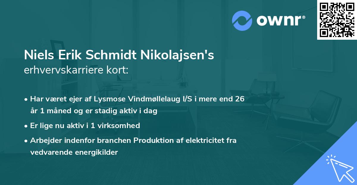 Niels Erik Schmidt Nikolajsen's erhvervskarriere kort