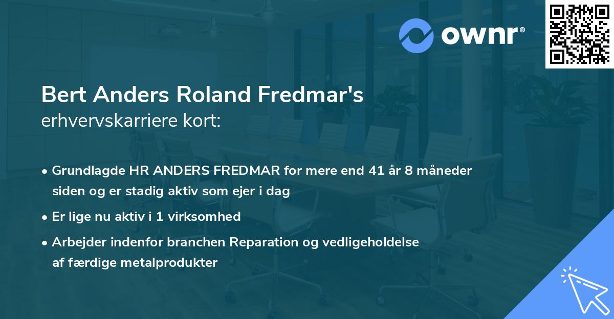 Bert Anders Roland Fredmar's erhvervskarriere kort