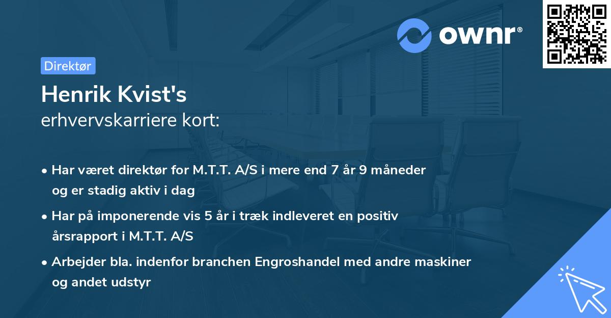Henrik Kvist's erhvervskarriere kort