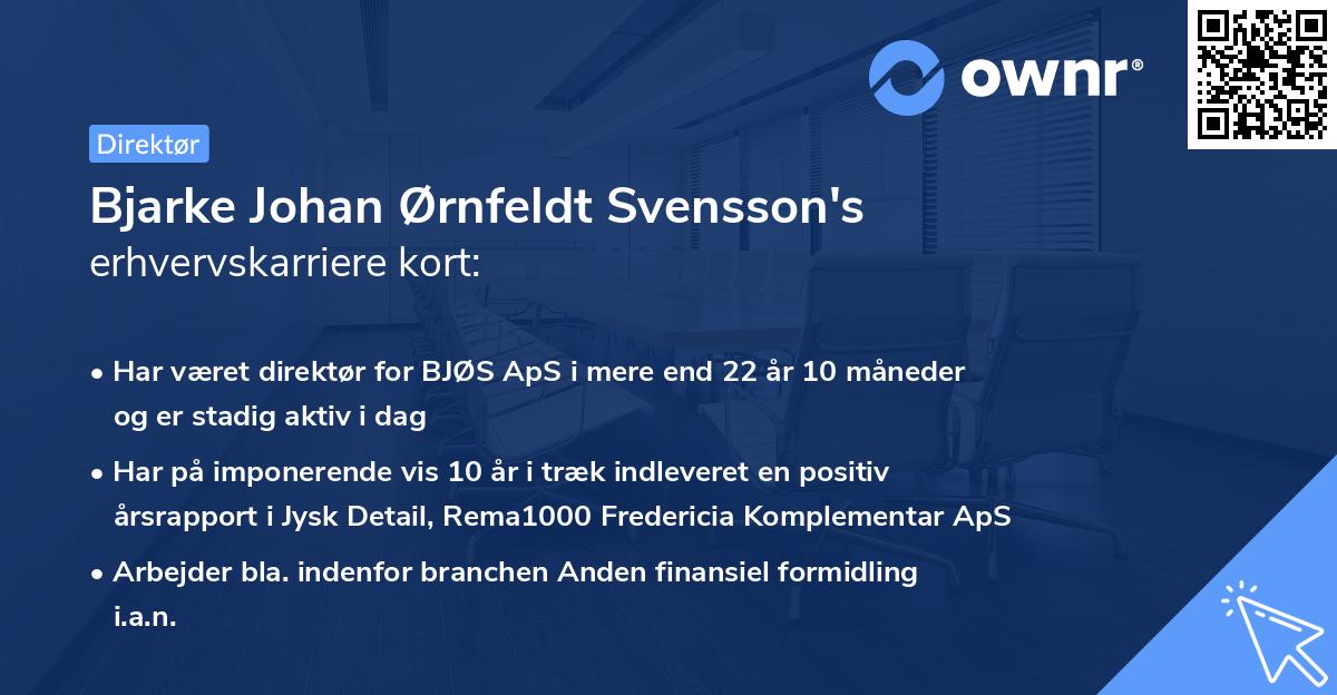 Bjarke Johan Ørnfeldt Svensson's erhvervskarriere kort