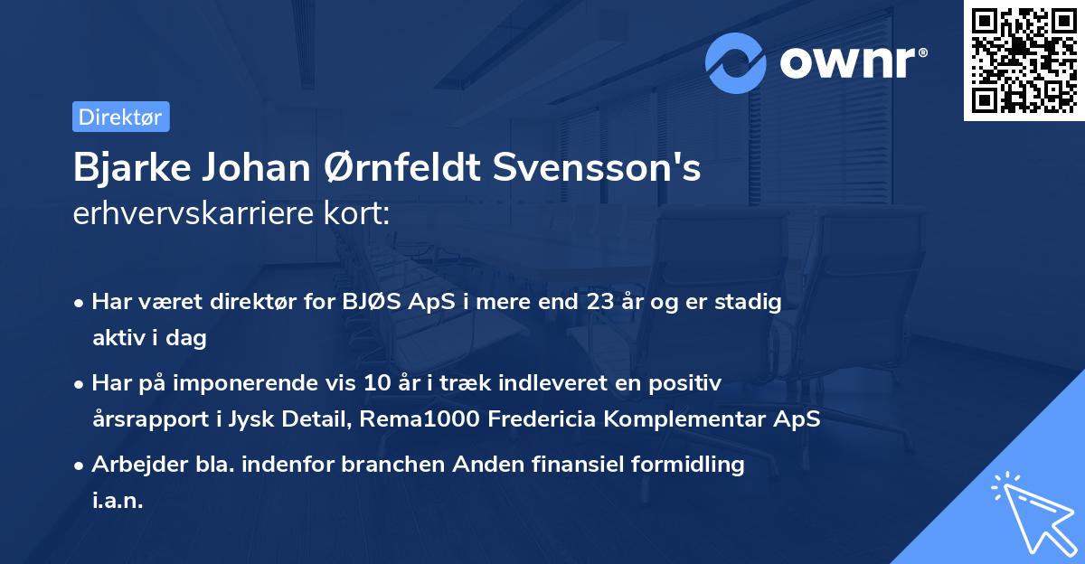 Bjarke Johan Ørnfeldt Svensson's erhvervskarriere kort