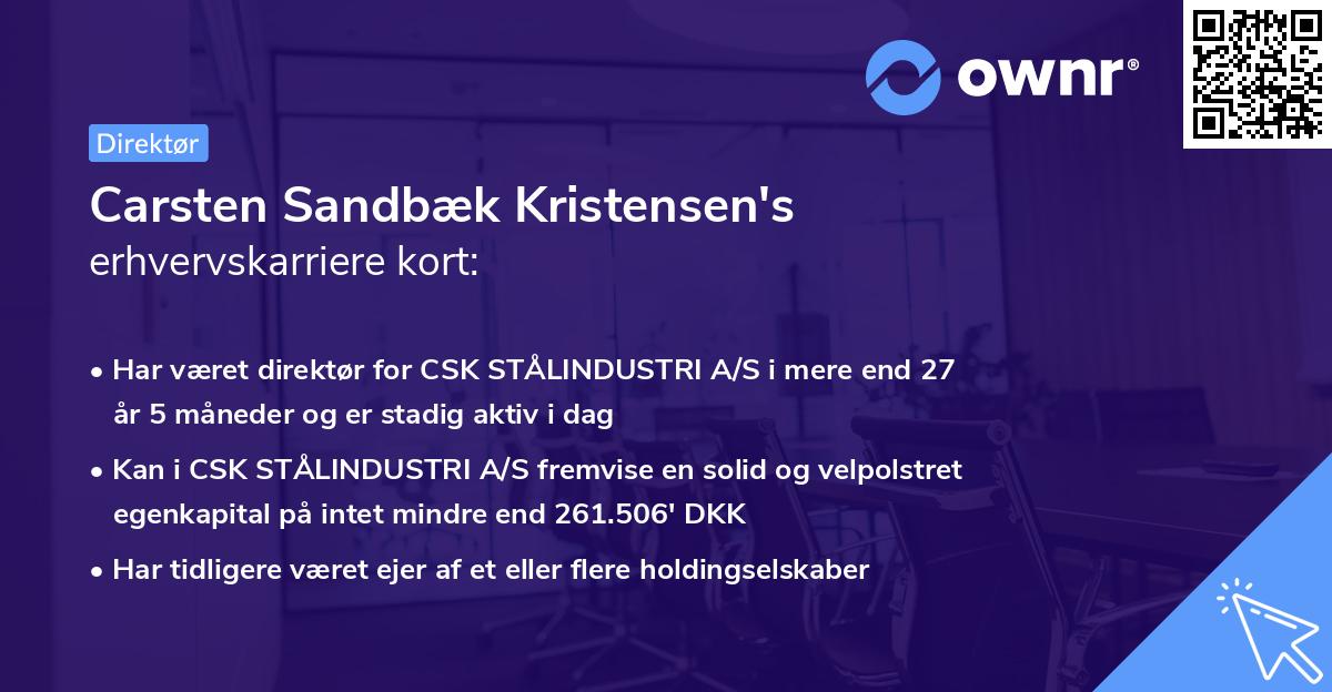 Carsten Sandbæk Kristensen's erhvervskarriere kort