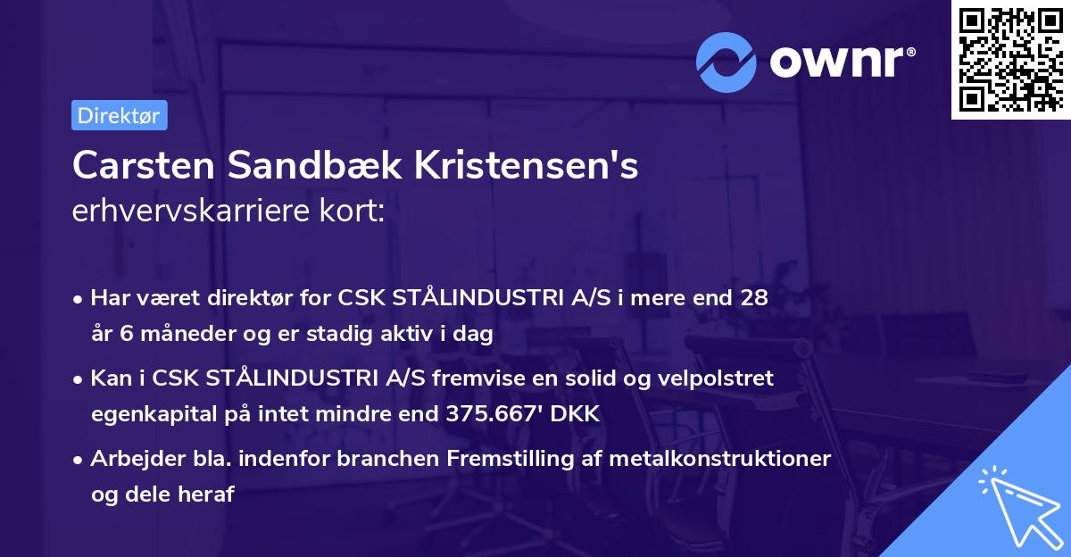 Carsten Sandbæk Kristensen's erhvervskarriere kort