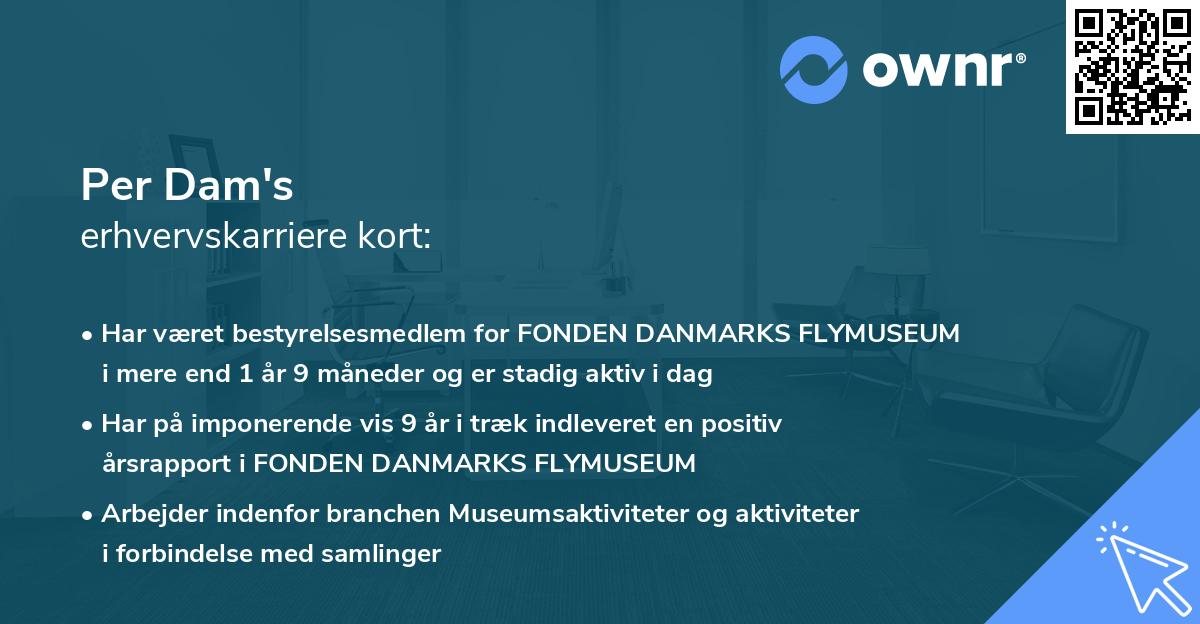 Per Dam's erhvervskarriere kort