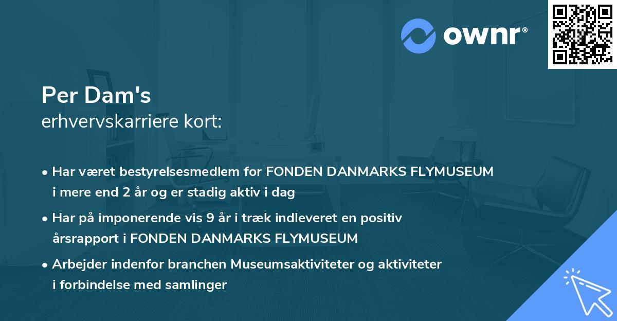 Per Dam's erhvervskarriere kort