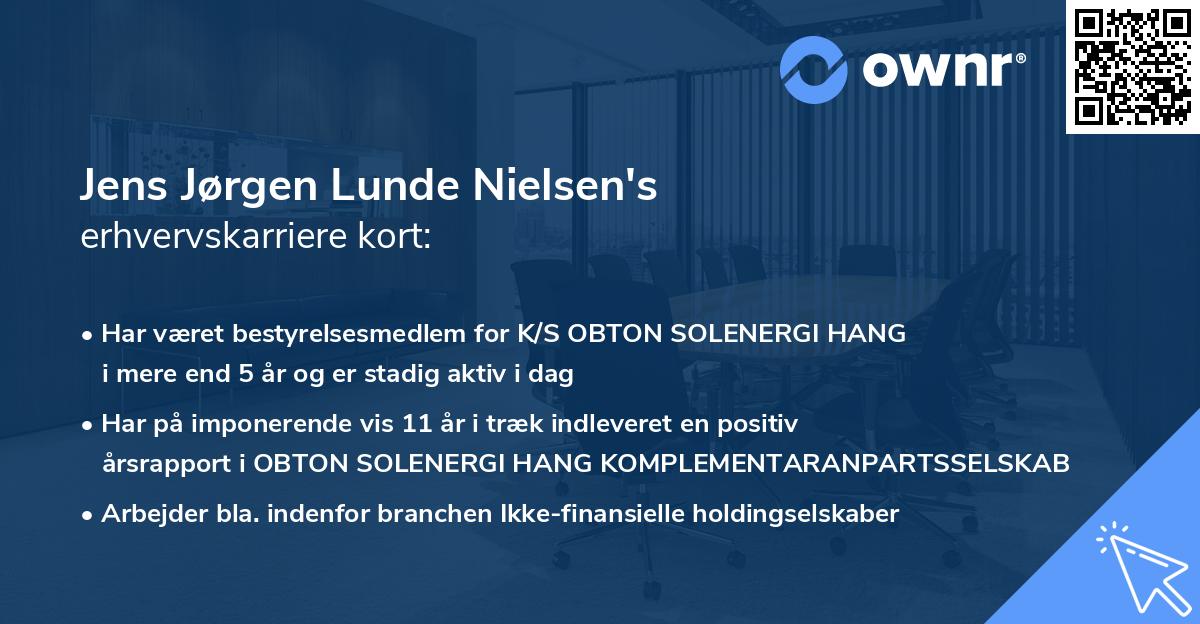 Jens Jørgen Lunde Nielsen's erhvervskarriere kort