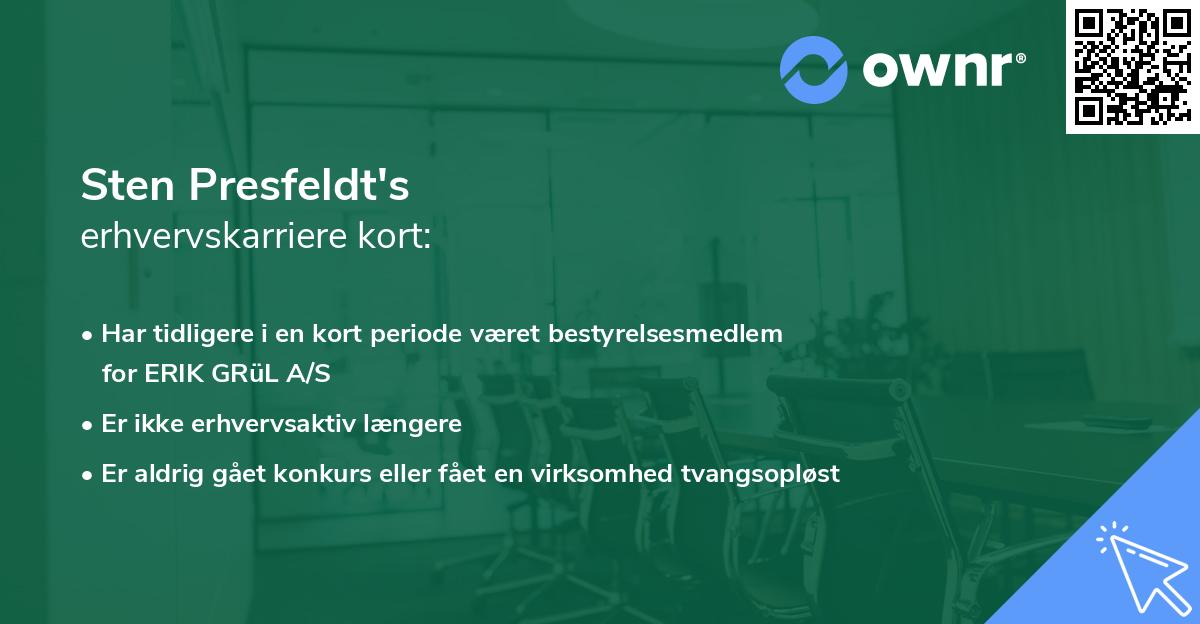 Sten Presfeldt's erhvervskarriere kort