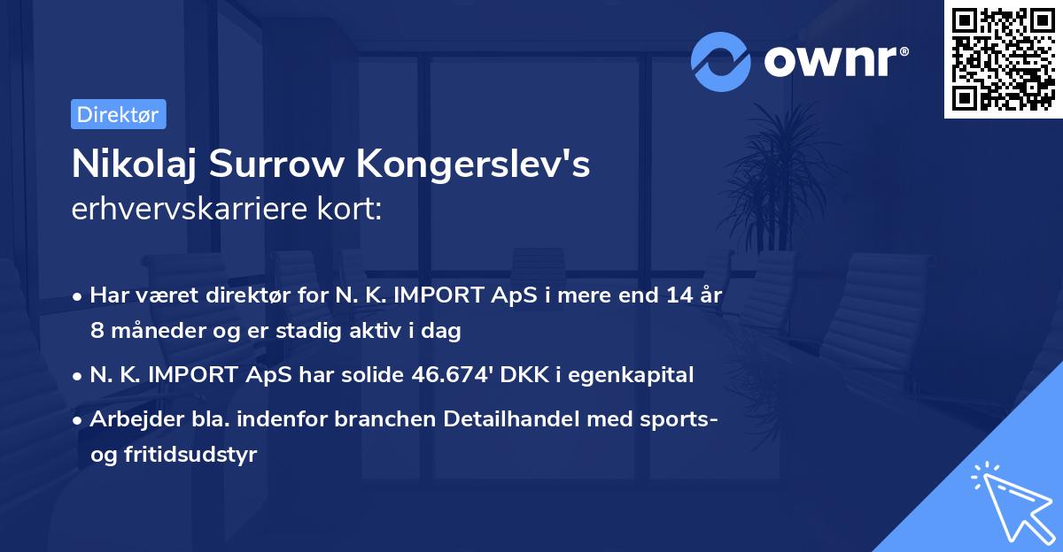 Nikolaj Surrow Kongerslev's erhvervskarriere kort