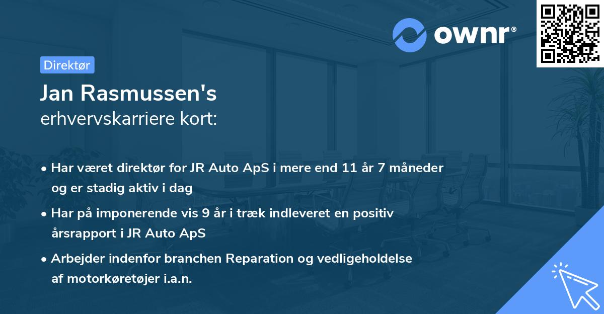 Jan Rasmussen's erhvervskarriere kort