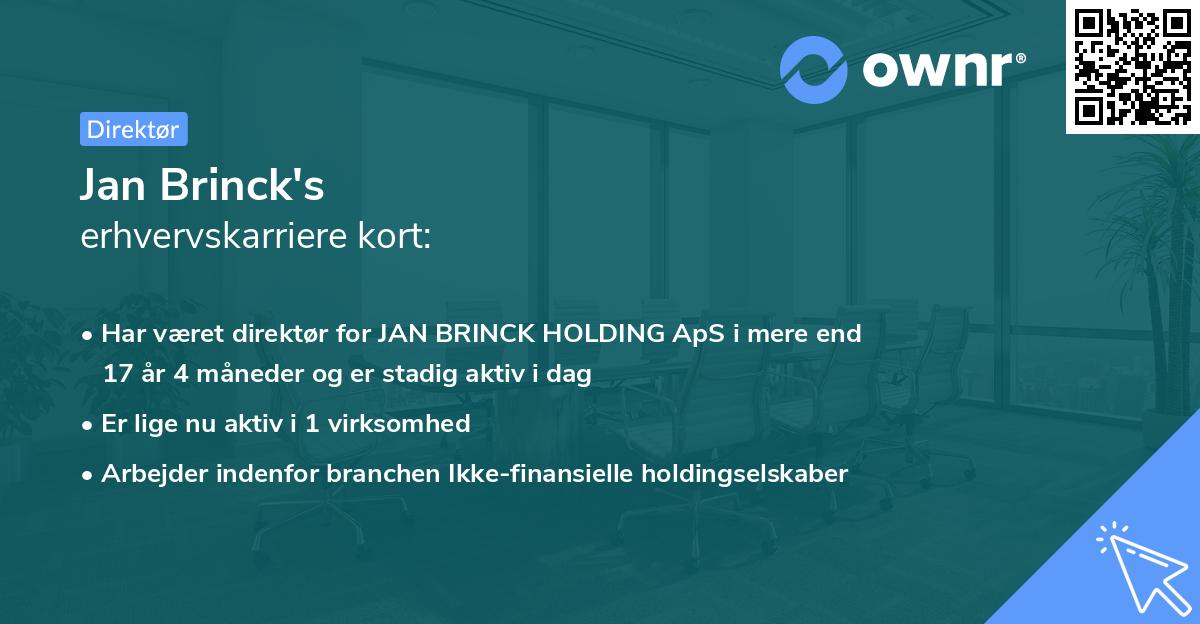 Jan Brinck's erhvervskarriere kort