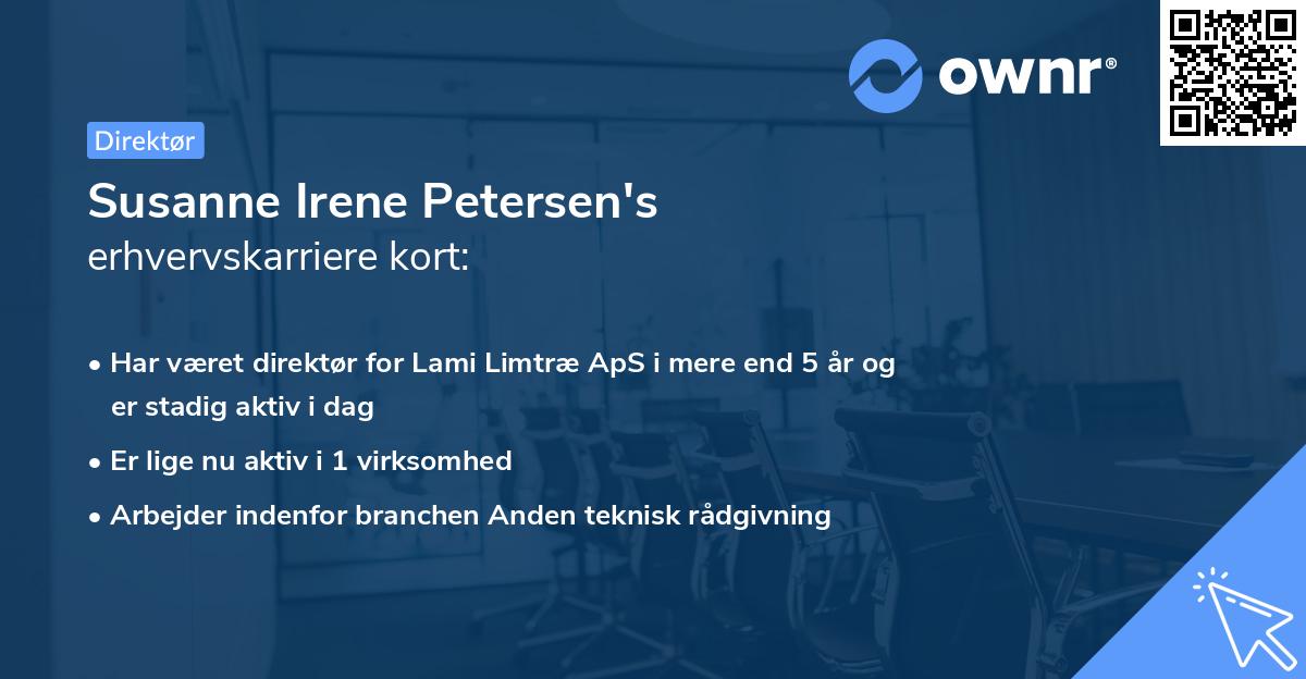 Susanne Irene Petersen's erhvervskarriere kort