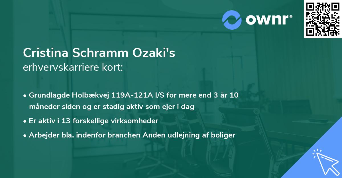 Cristina Schramm Ozaki's erhvervskarriere kort