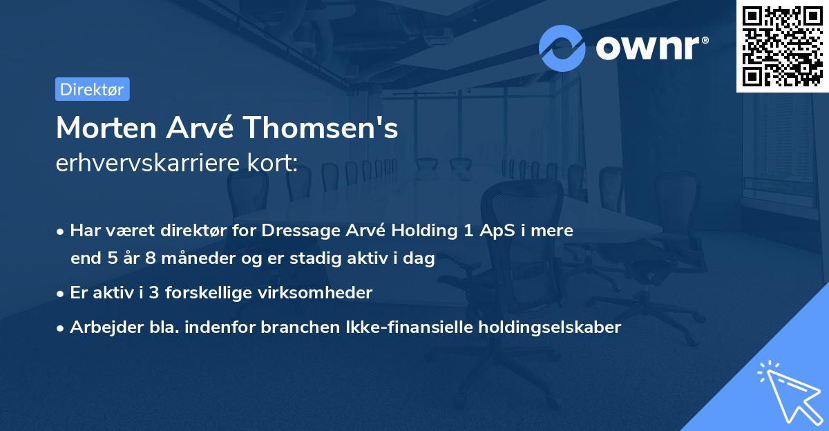 Morten Arvé Thomsen's erhvervskarriere kort